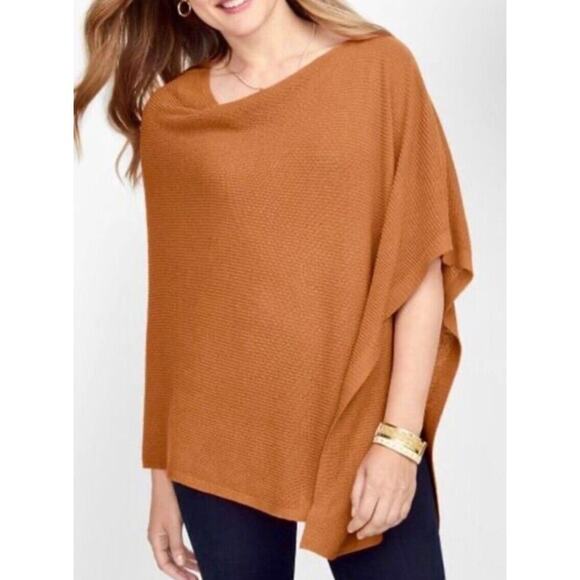 Talbots Womens Knitted Poncho XS/S Rust Cotton/Polyester - Picture 5 of 6